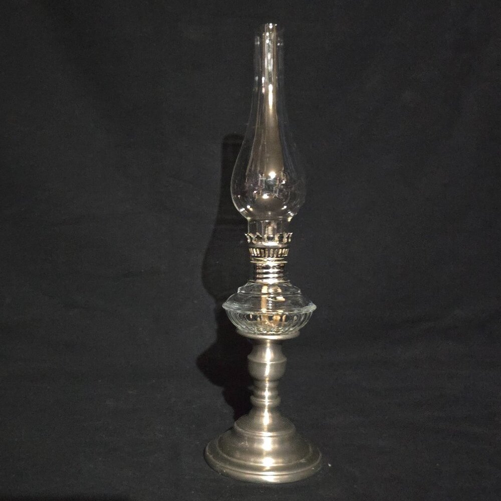RARE! Vtg Old Saybrook Pewter Candlestick Holder / Oil Lamp - Complete